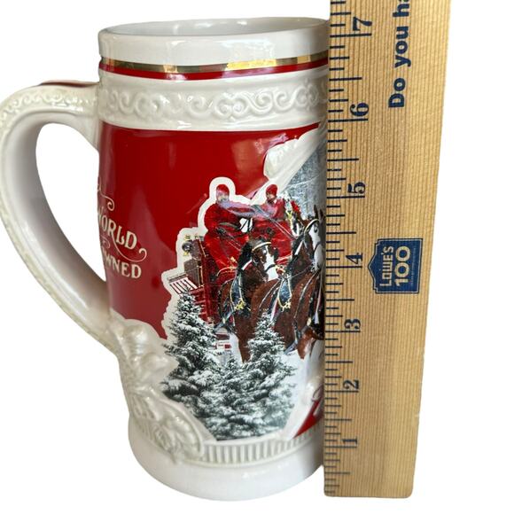 2015 Budweiser Holiday Beer Stein NIB First Snow Of Season 35th Anniversary COA - Picture 9 of 14